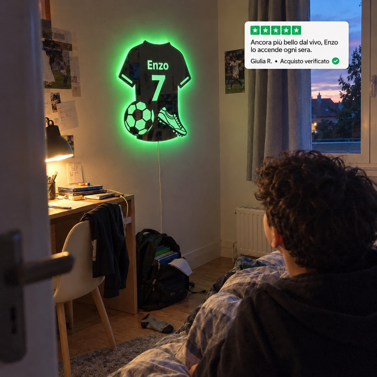 LumiFoot™ — Lo Specchio LED da Calcio Personalizzato con Nome e Numero