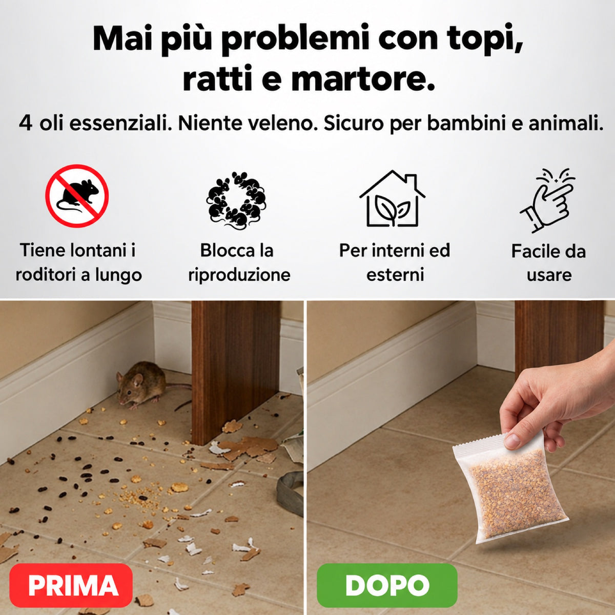 Scaccia™ — Il Sacchetto Repellente Naturale contro Topi e Ratti