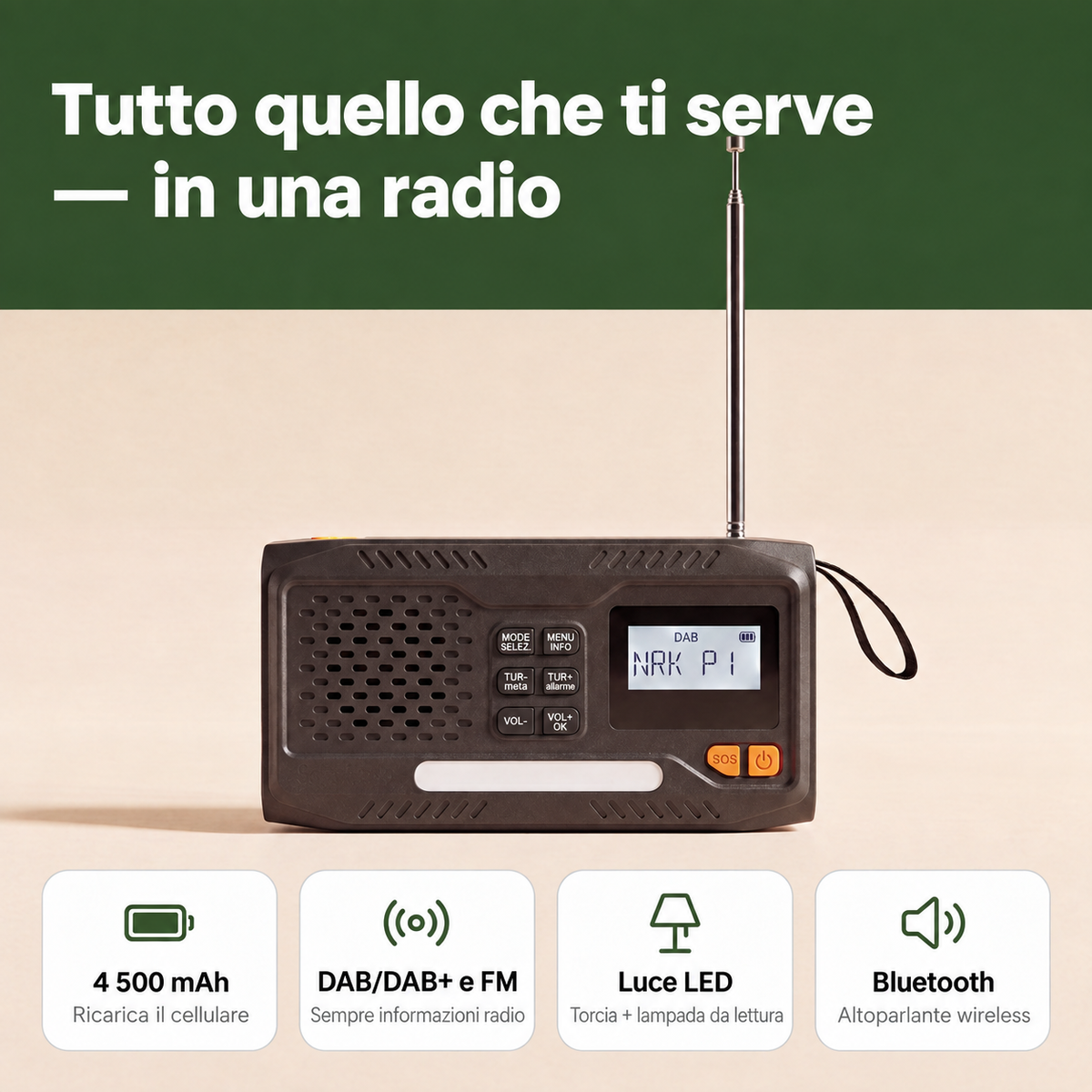 Segnale™ — Radio d'Emergenza DAB/DAB+ con Powerbank