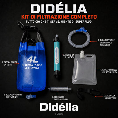 Kit di Sopravvivenza™ — Il Sistema di Filtrazione dell'Acqua a Gravità da 4L
