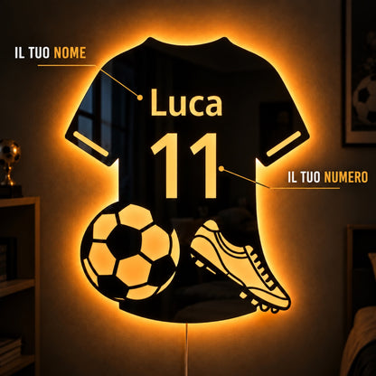 LumiFoot™ — Lo Specchio LED da Calcio Personalizzato con Nome e Numero