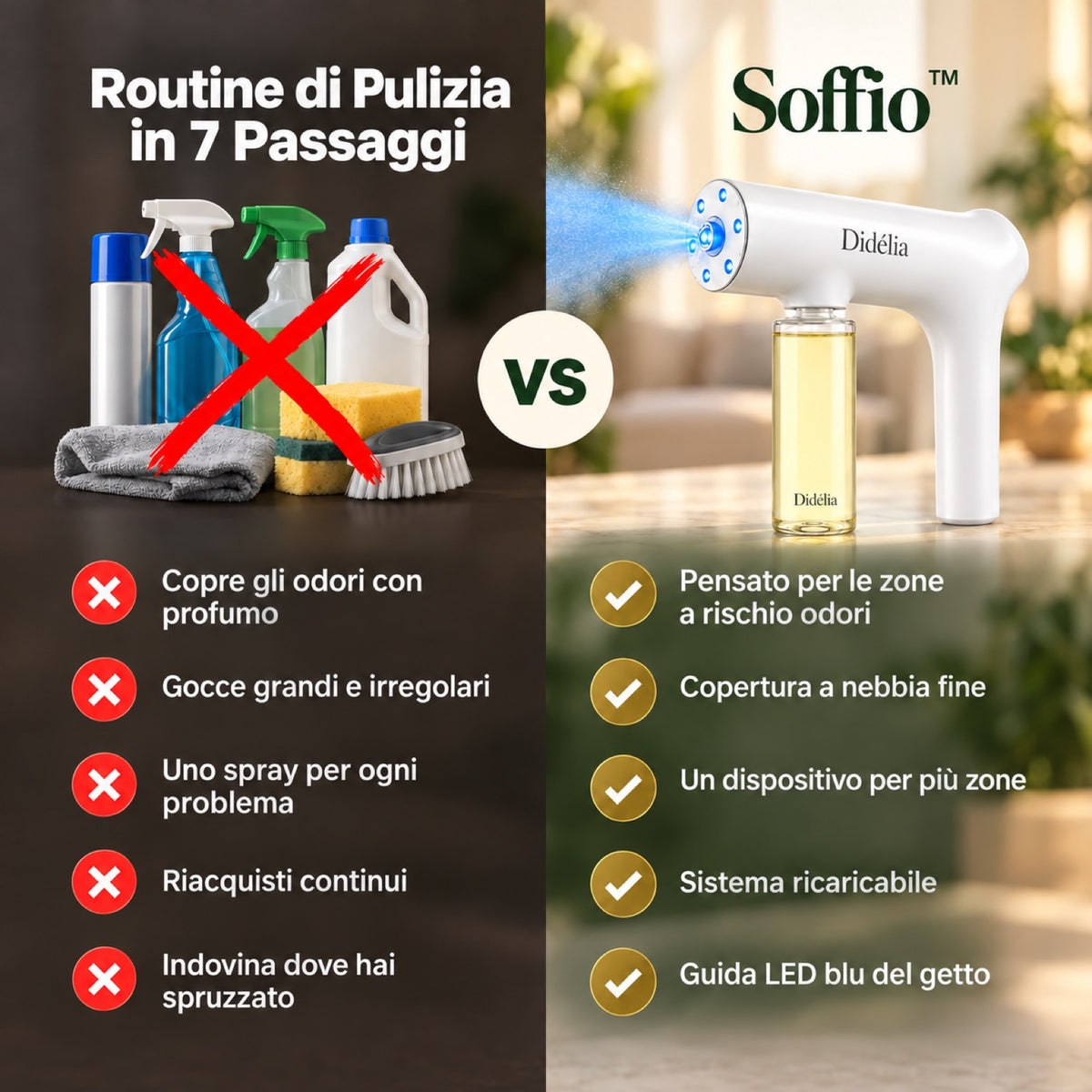 Soffio™ — L'Eliminatore di Odori a Luce Blu per Animali e Casa