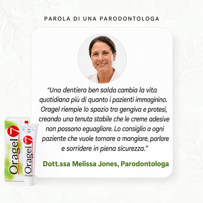 Oragel™ — Dentiera Ferma al 100%, Tenuta Sicura Tutto il Giorno