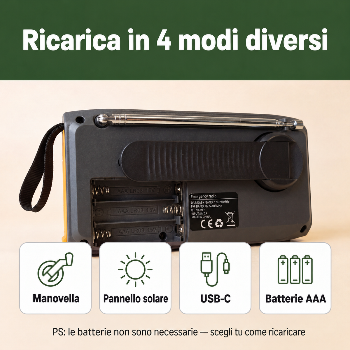 Segnale™ — Radio d'Emergenza DAB/DAB+ con Powerbank