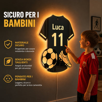 LumiFoot™ — Lo Specchio LED da Calcio Personalizzato con Nome e Numero