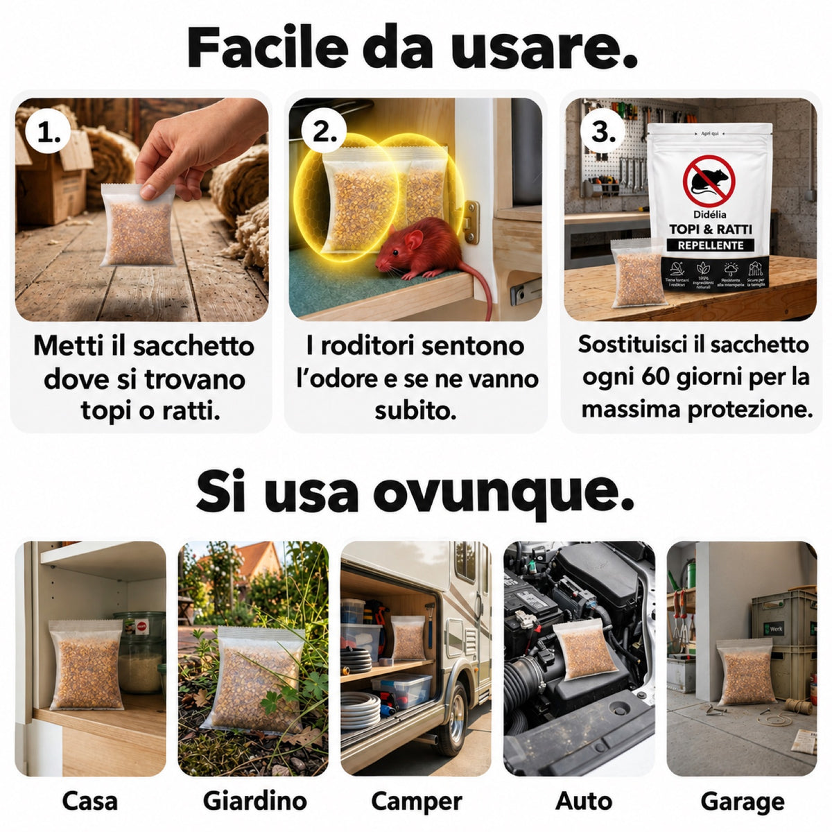 Scaccia™ — Il Sacchetto Repellente Naturale contro Topi e Ratti