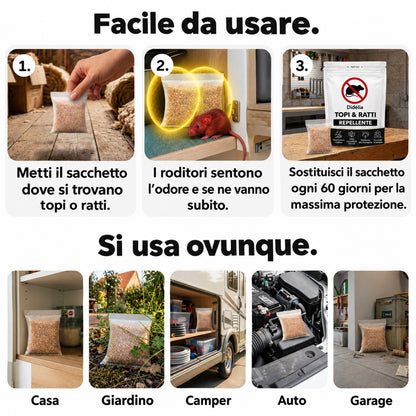 Scaccia™ — Il Sacchetto Repellente Naturale contro Topi e Ratti