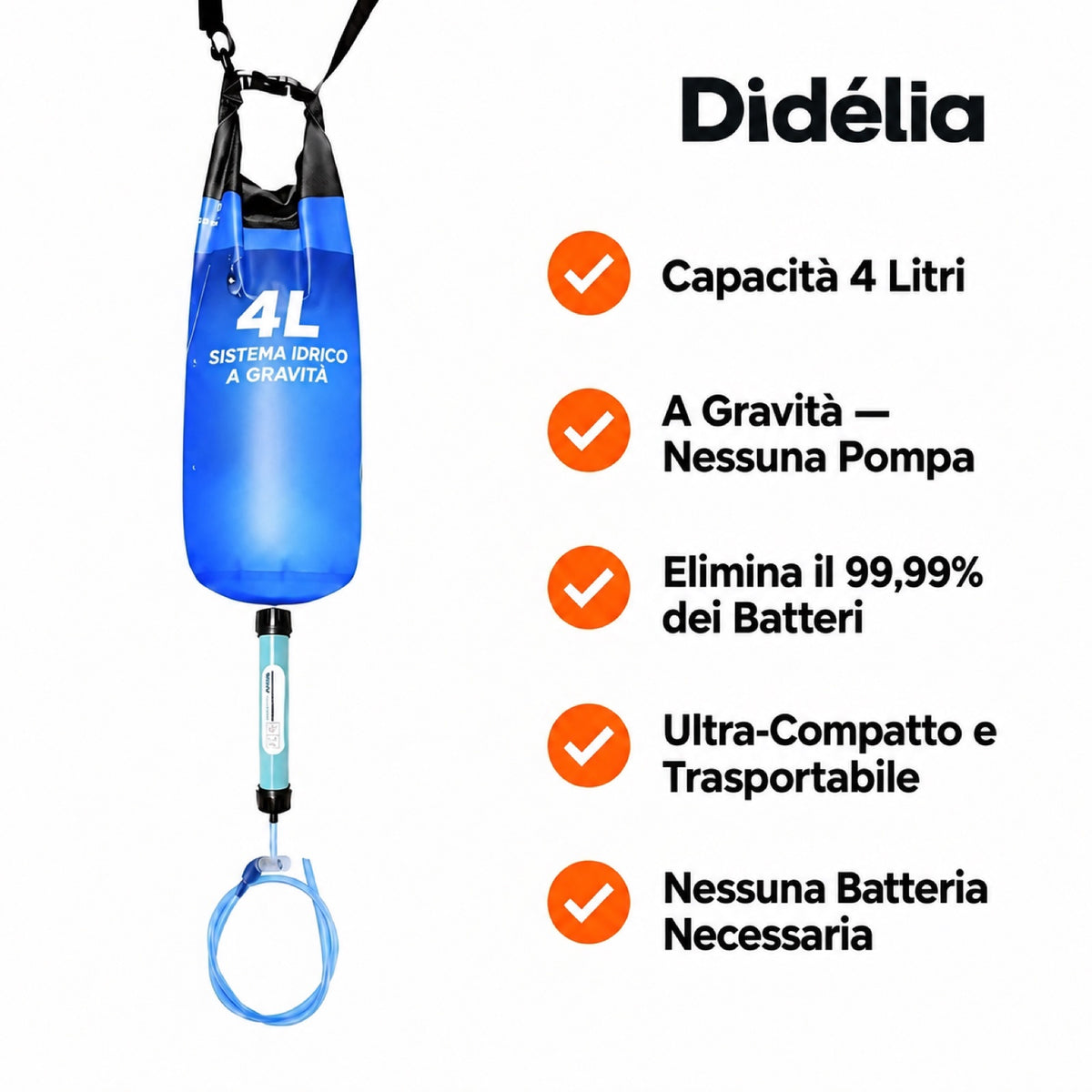 Kit di Sopravvivenza™ — Il Sistema di Filtrazione dell'Acqua a Gravità da 4L