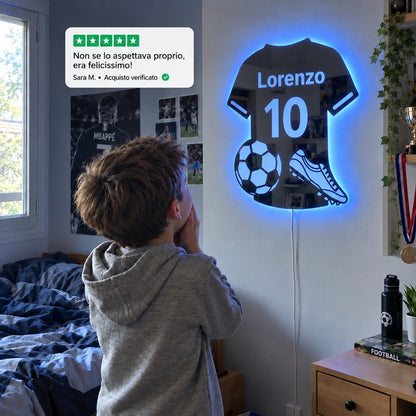 LumiFoot™ — Lo Specchio LED da Calcio Personalizzato con Nome e Numero