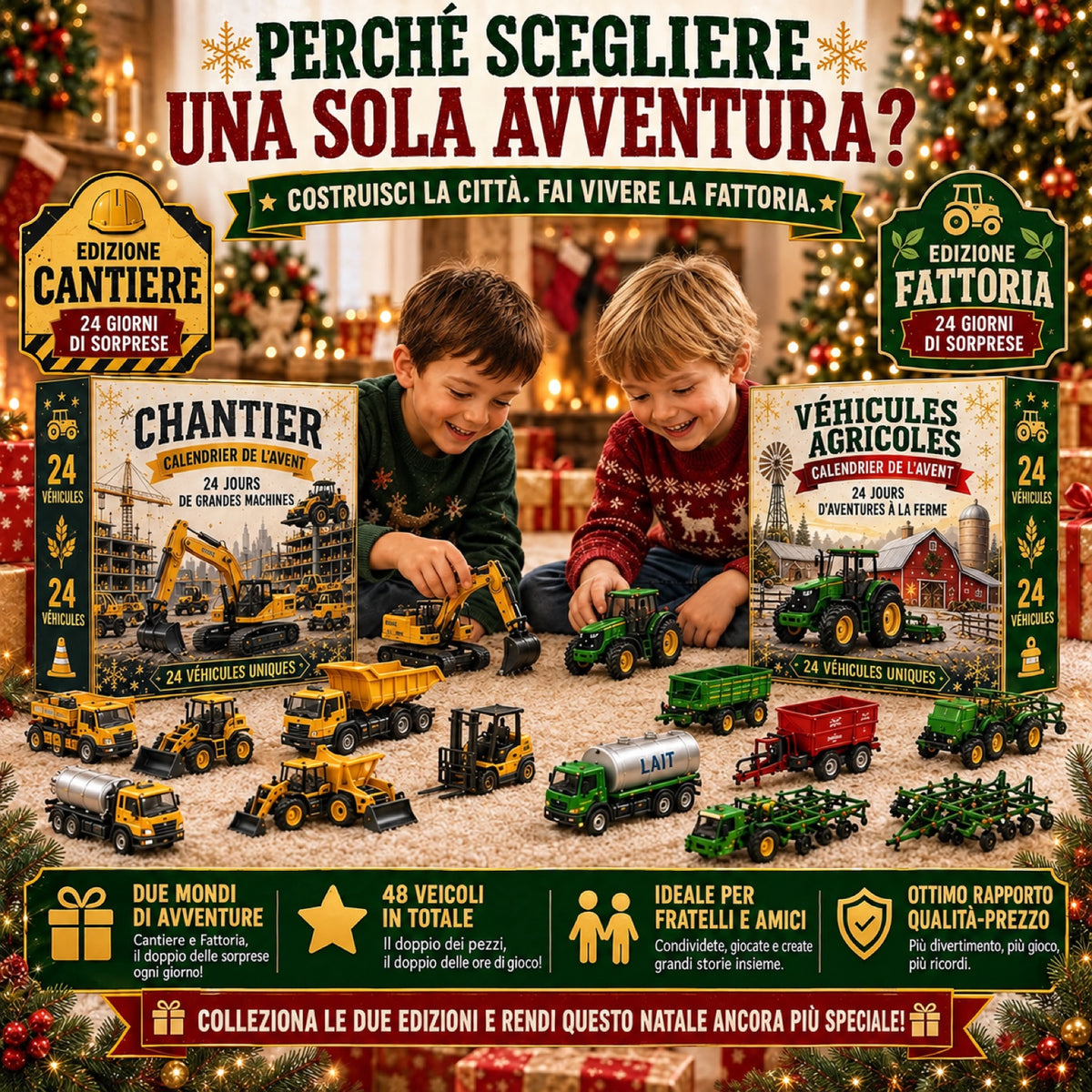 Calendario dell'Avvento con 24 Veicoli in Miniatura™ — 24 Giorni di Sorprese fino a Natale