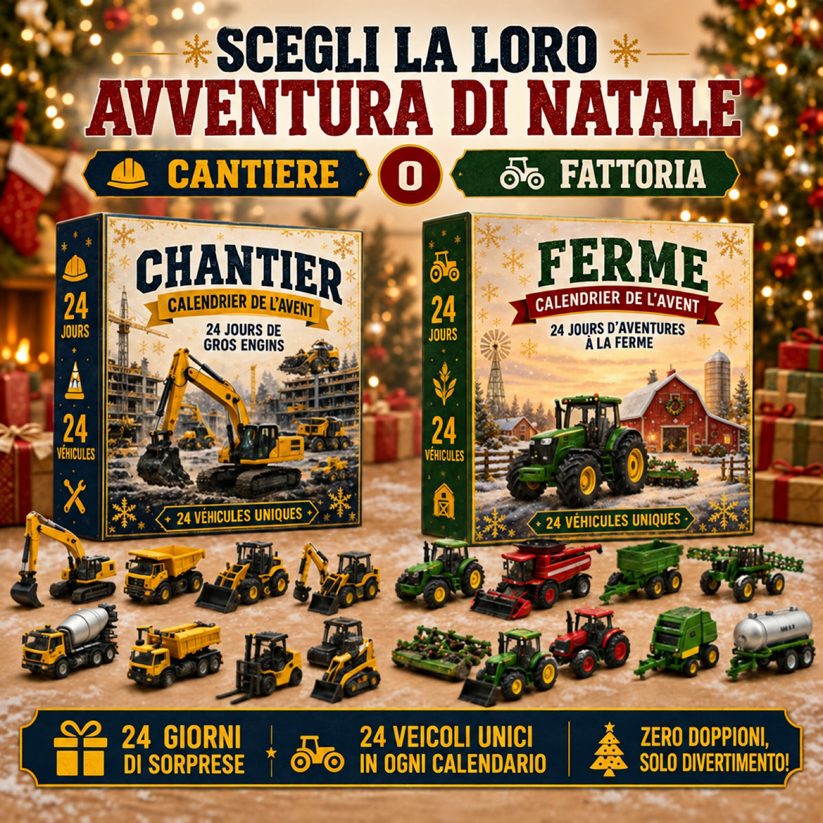 Calendario dell'Avvento con 24 Veicoli in Miniatura™ — 24 Giorni di Sorprese fino a Natale