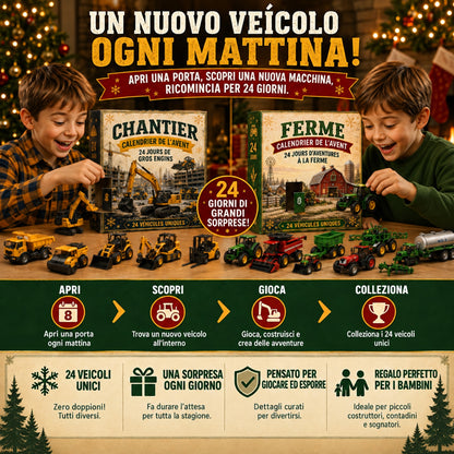 Calendario dell'Avvento con 24 Veicoli in Miniatura™ — 24 Giorni di Sorprese fino a Natale