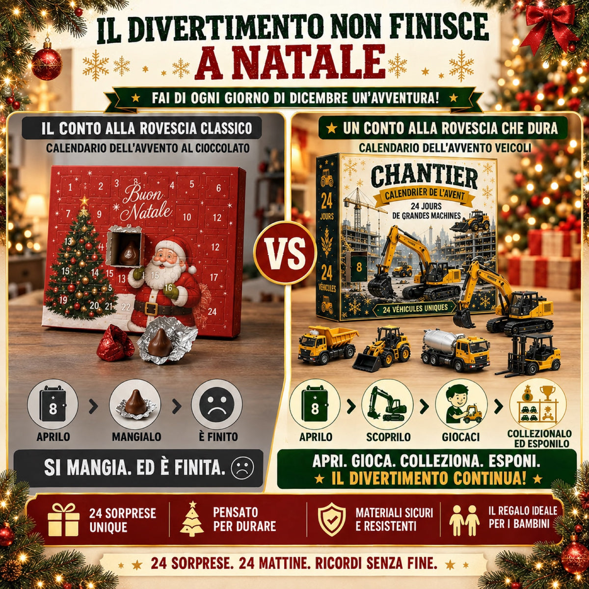 Calendario dell'Avvento con 24 Veicoli in Miniatura™ — 24 Giorni di Sorprese fino a Natale