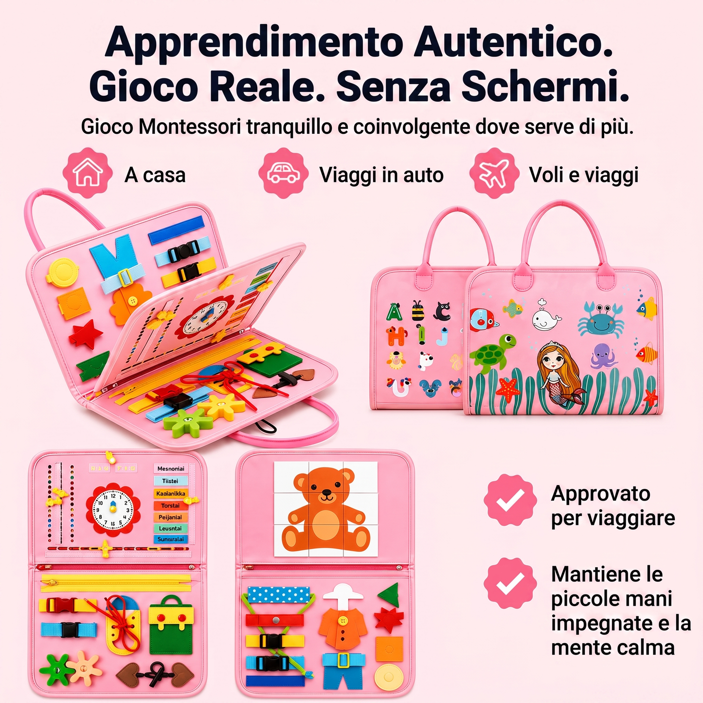 Libro Sensoriale Montessori per Bambini