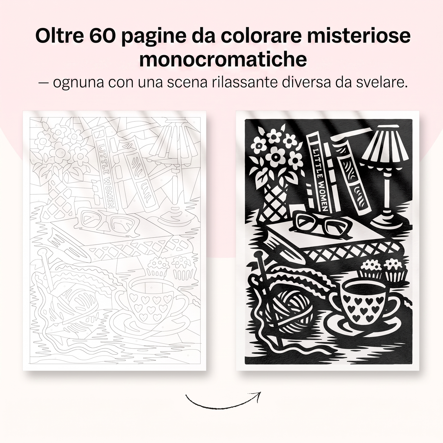 MioMomento™ - Libro da Colorare Monocromatico per Adulti