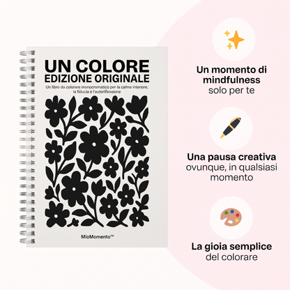 MioMomento™ - Libro da Colorare Monocromatico per Adulti