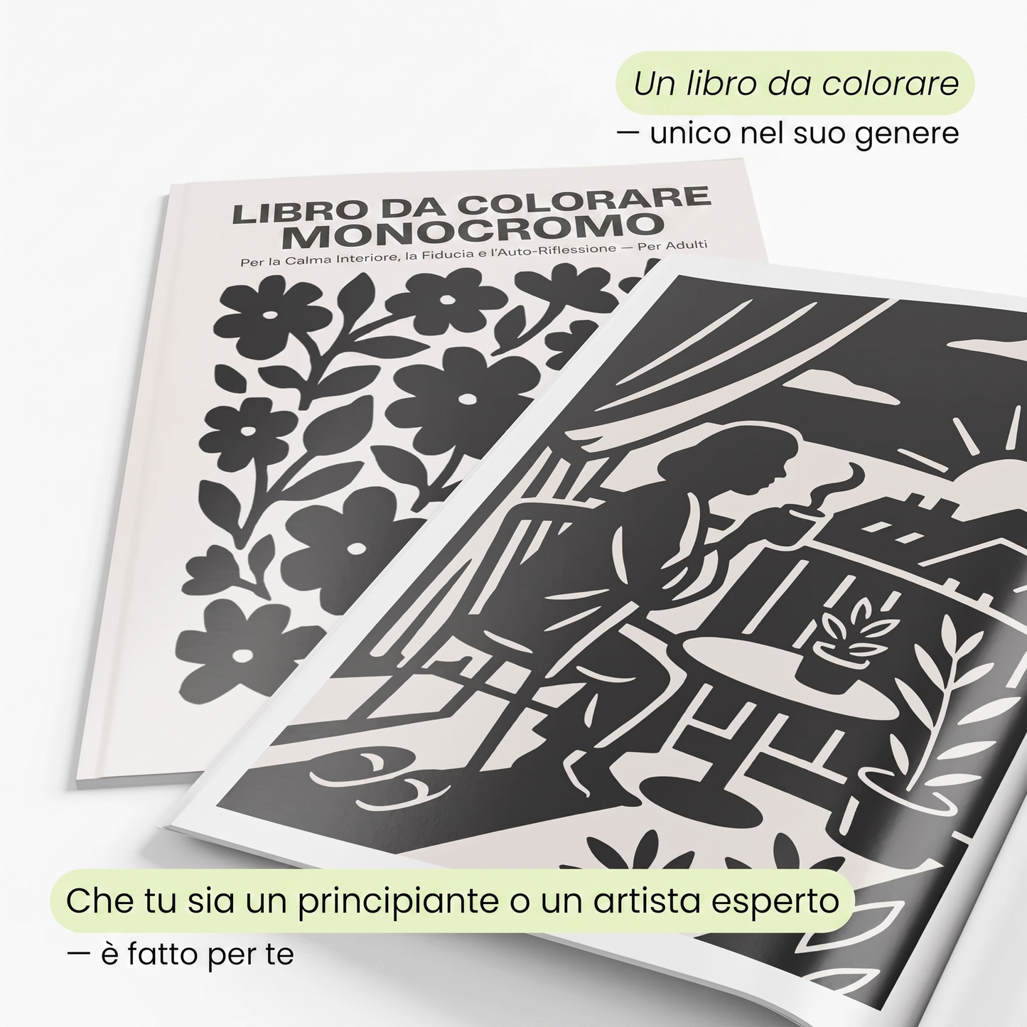 MioMomento™ - Libro da Colorare Monocromatico per Adulti