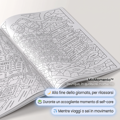MioMomento™ - Libro da Colorare Monocromatico per Adulti